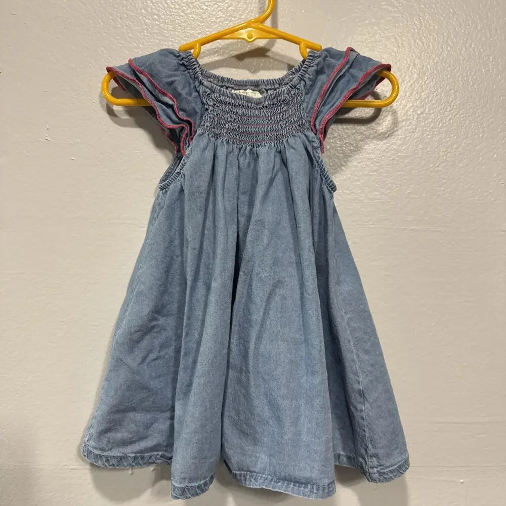 Lot of 2 First Impressions Carter’s Baby Girls 12M Dresses Blue Party & Chambray